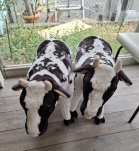 牛さんのオブジェがお出迎え